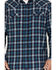 Image #3 - Moonshine Spirit Men's Ombre Plaid Print Long Sleeve Snap Western Flannel Shirt, Navy, hi-res