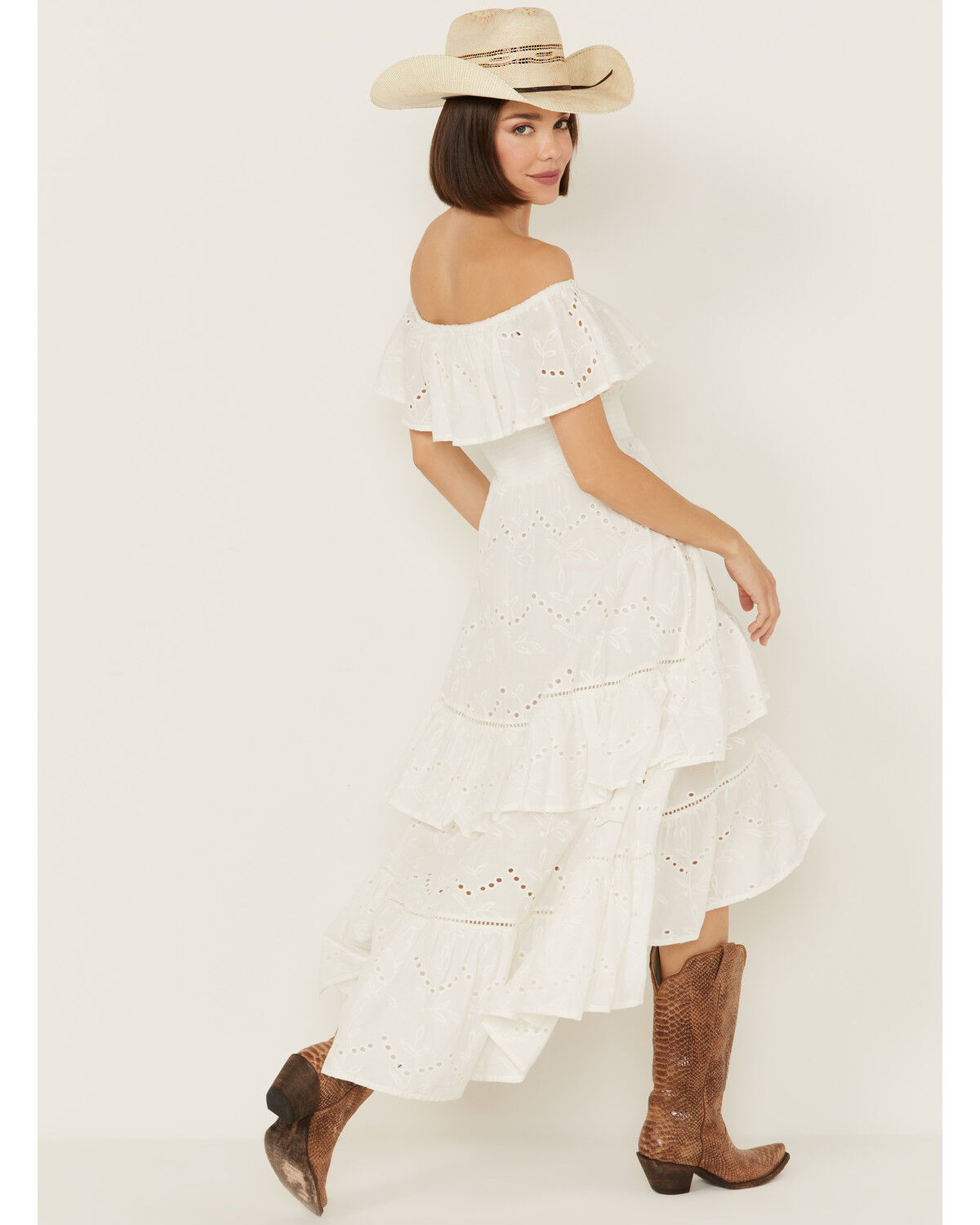 Image #5 - Shyanne Women's Off The Shoulder High-Low Dress, White, hi-res