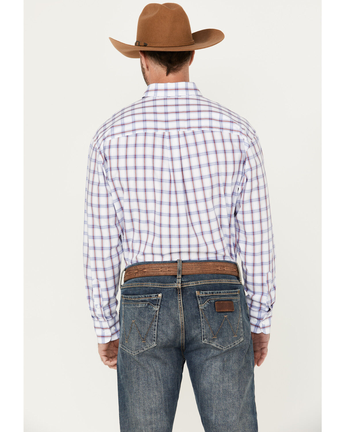 Image #4 - George Strait by Wrangler Men's Plaid Print Long Sleeve Button-Down Western Shirt - Big, White, hi-res