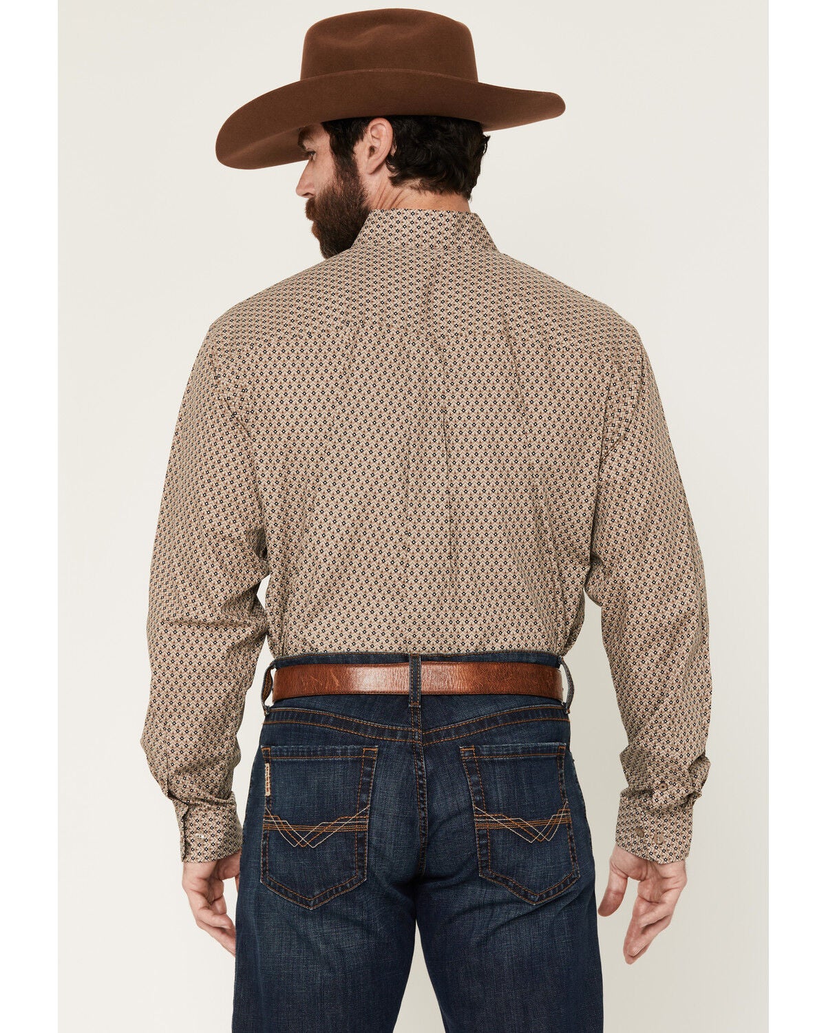 Image #4 - Cinch Men's Geo Print Long Sleeve Button-Down Western Shirt, Khaki, hi-res