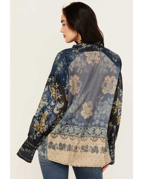 Image #4 - Free People Women's Flower Patch Long Sleeve Button-Down Blouse, Indigo, hi-res