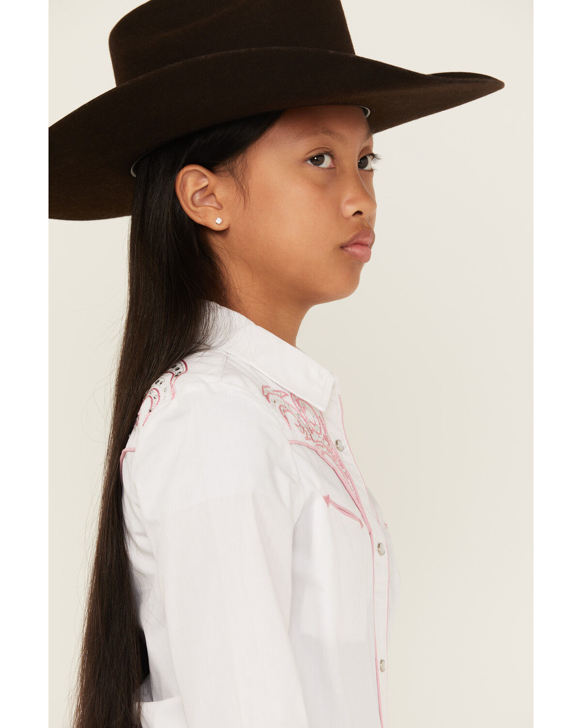 Image #2 - Rodeo Clothing Girls' Bedazzled Long Sleeve Pearl Snap Western Shirt, White, hi-res