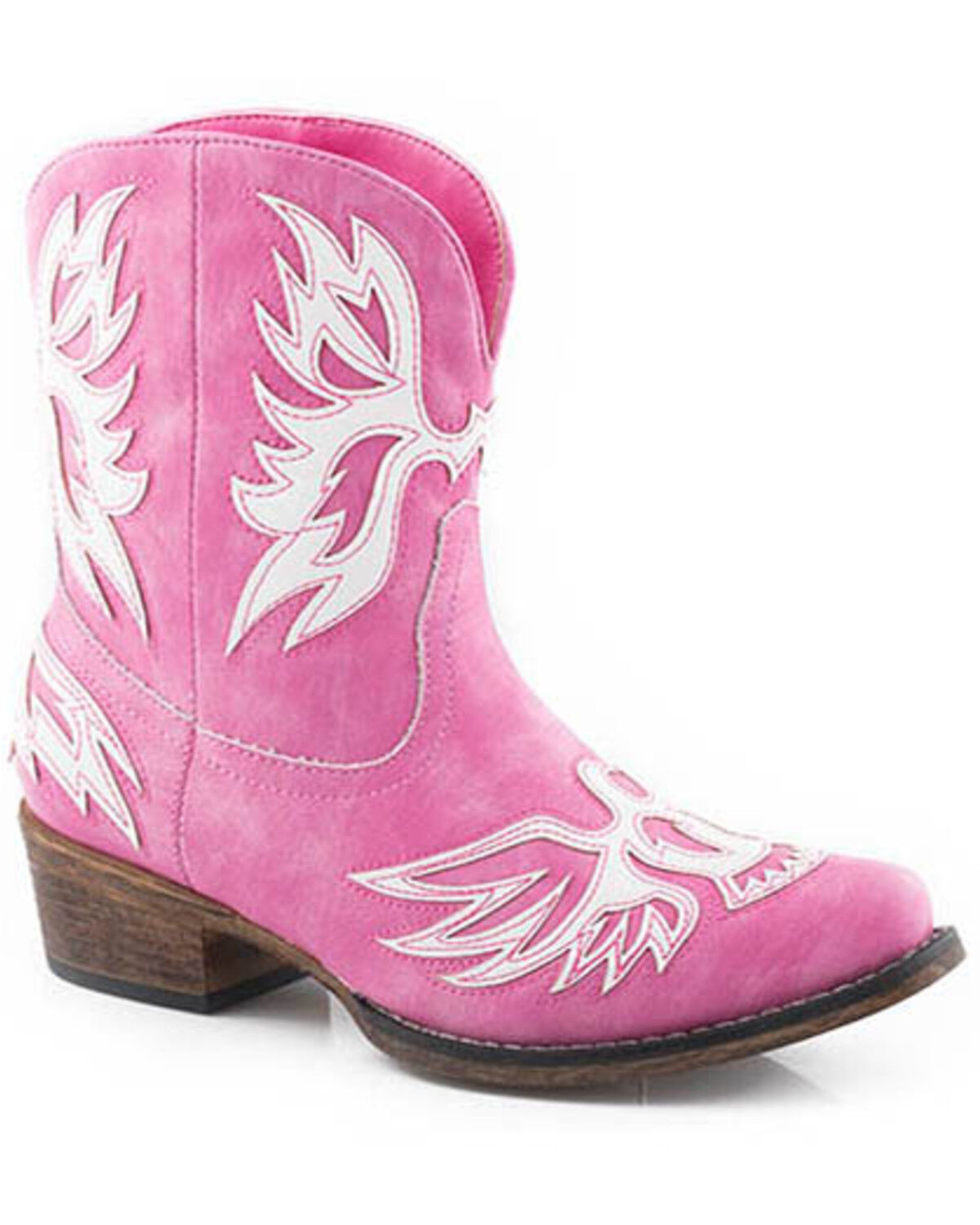 Image #1 - Roper Women's Amelia Vintage Western Booties - Snip Toe, Pink, hi-res