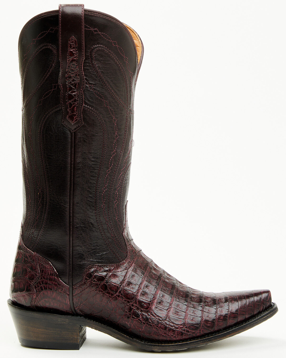 Image #2 - El Dorado Women's Holly Exotic Caiman Tall Western Boots - Snip Toe, Burgundy, hi-res