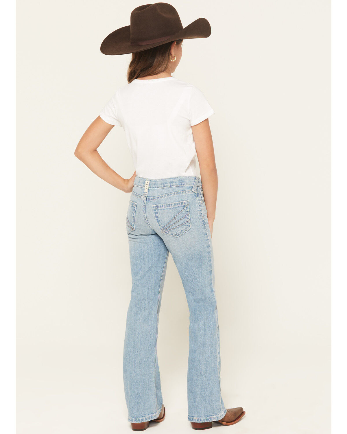 Image #3 - Ariat Girls' Aisha Light Wash Bootcut Denim Jeans, Light Wash, hi-res
