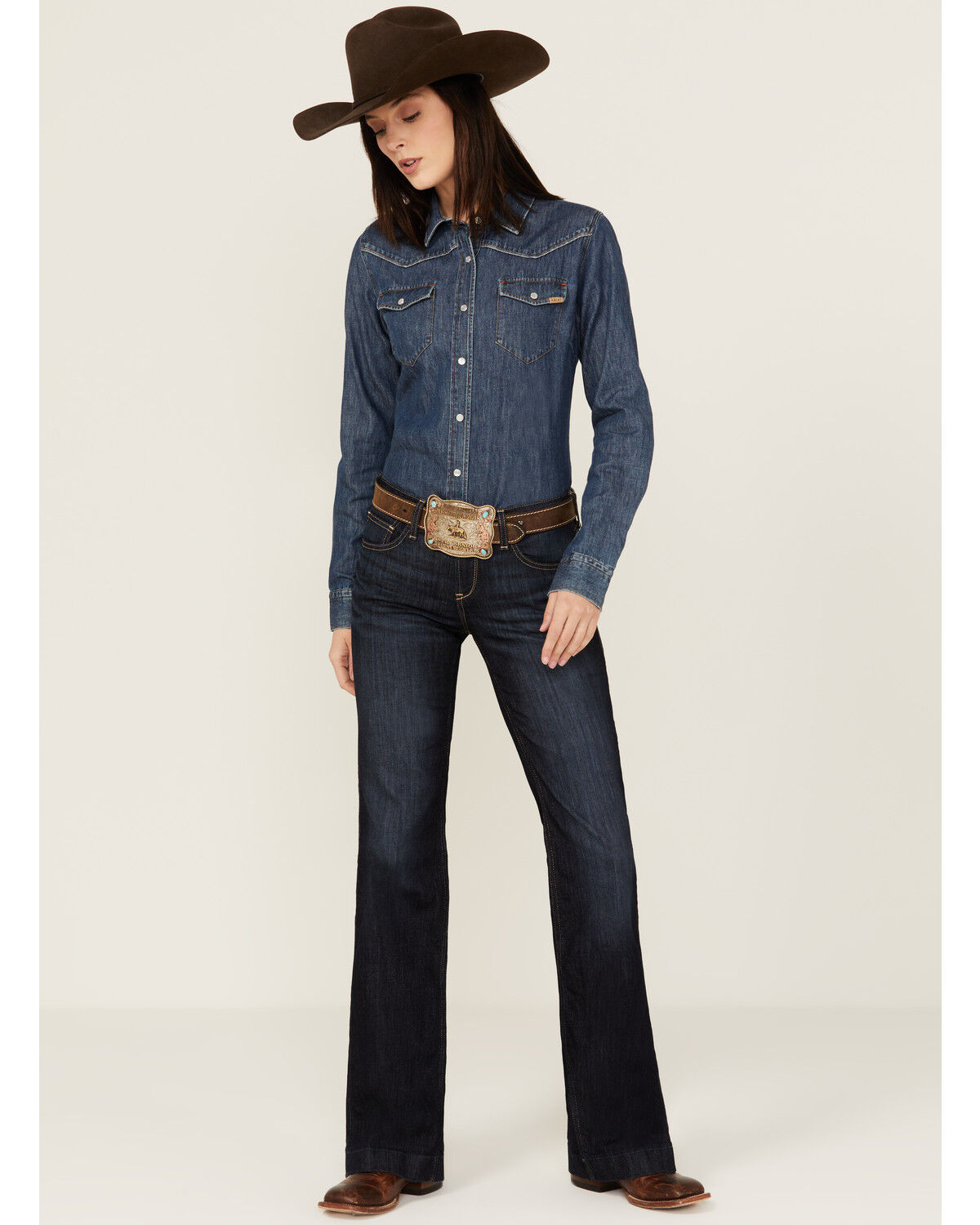 Image #1 - Ariat Women's Dark Wash Ophelia Prefect Rise Trouser Denim Jeans, Dark Wash, hi-res