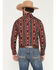 Image #4 - Rock & Roll Denim Men's Southwestern Stripe Long Sleeve Snap Stretch Western Shirt, Burgundy, hi-res