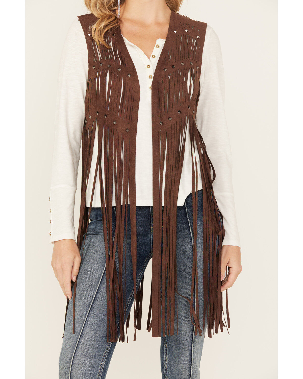 Image #3 - Idyllwind Women's Hattie Beaded Fringe Vest, Dark Brown, hi-res