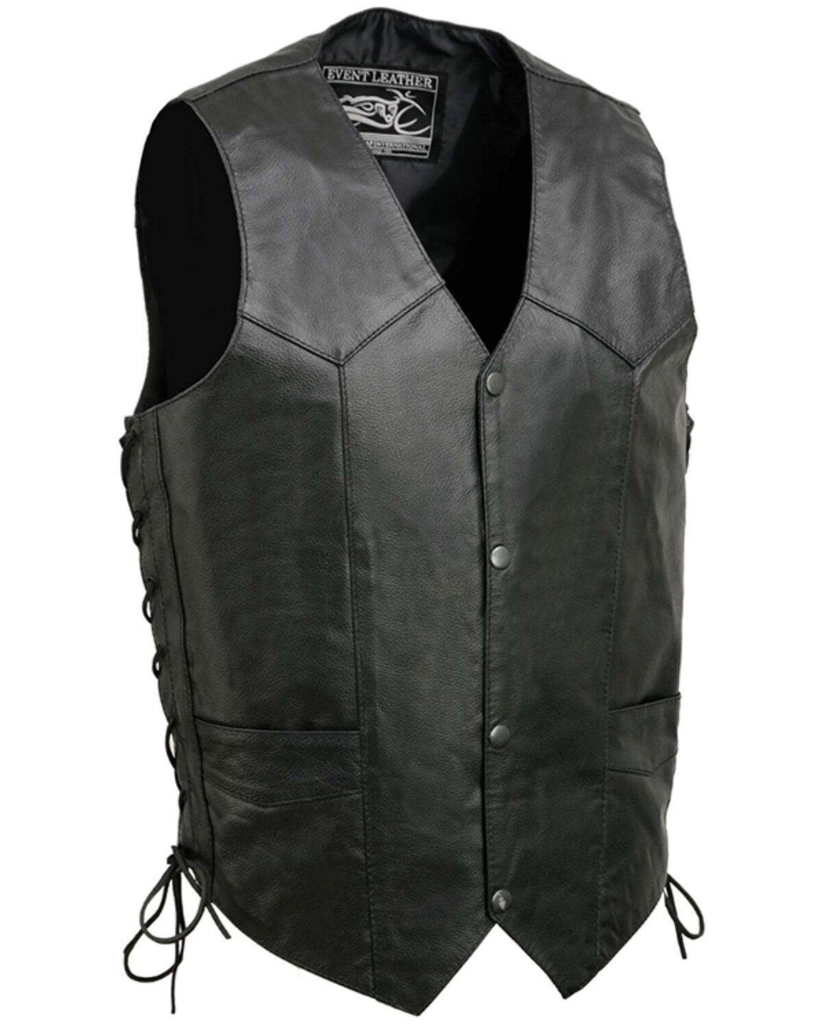 Image #1 - Milwaukee Leather Men's Classic Side Lace Biker Vest, Black, hi-res