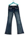Image #2 - Grace in LA Girls' Dark Wash Southwestern Pocket Bootcut Jeans, , hi-res