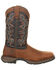 Image #2 - Durango Men's Rebel Pull On Western Performance Boots - Broad Square Toe, Chocolate, hi-res