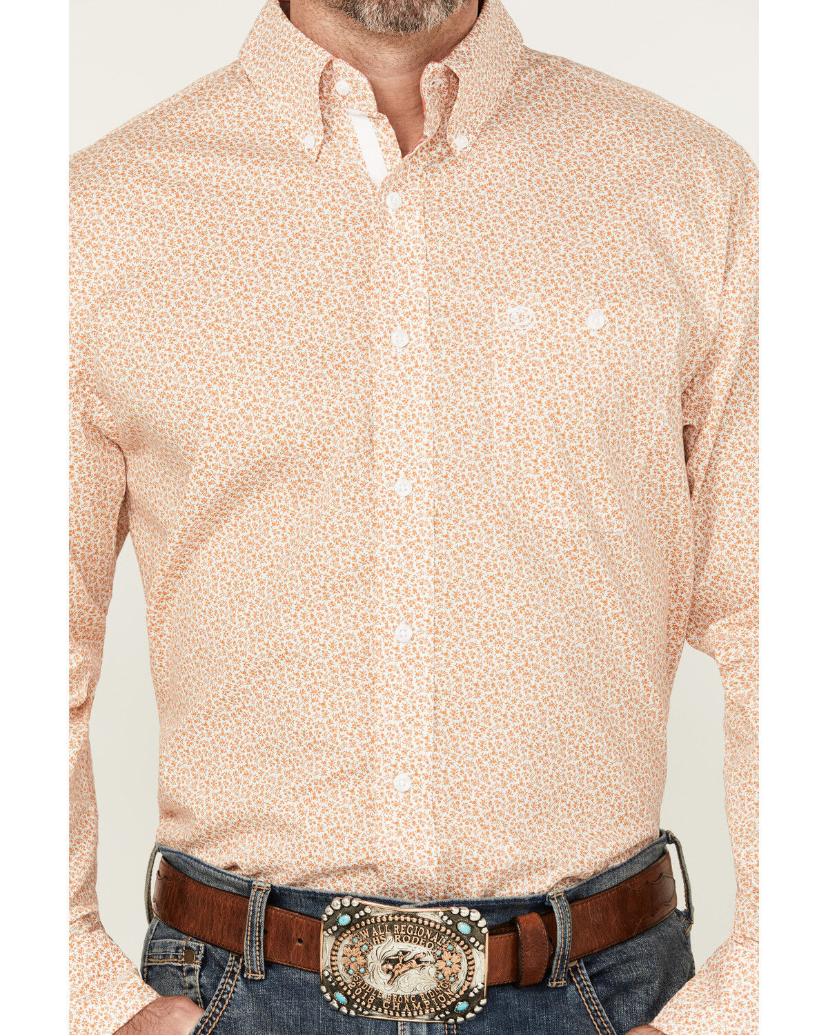 Image #3 - George Strait by Wrangler Men's Floral Print Long Sleeve Button-Down Stretch Western Shirt, White, hi-res