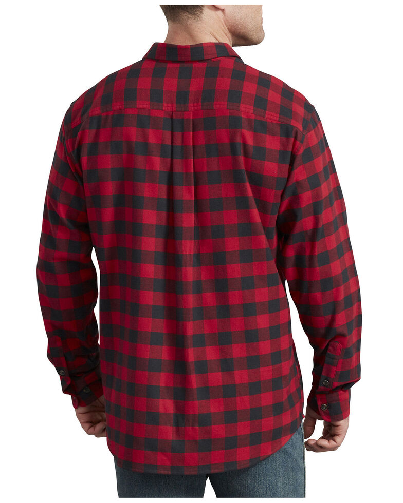 Dickies Men's Flex Flannel Long Sleeve Stretch Work Shirt - Big , Red, hi-res