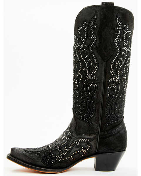 Image #3 - Corral Women's Crystal Embroidered Western Boots - Snip Toe , Black, hi-res