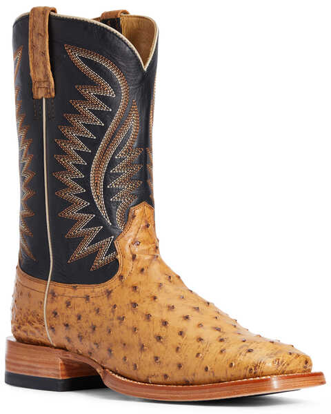 Image #1 - Ariat Men's Gallup Ostrich Western Boots - Broad Square Toe, Cognac, hi-res