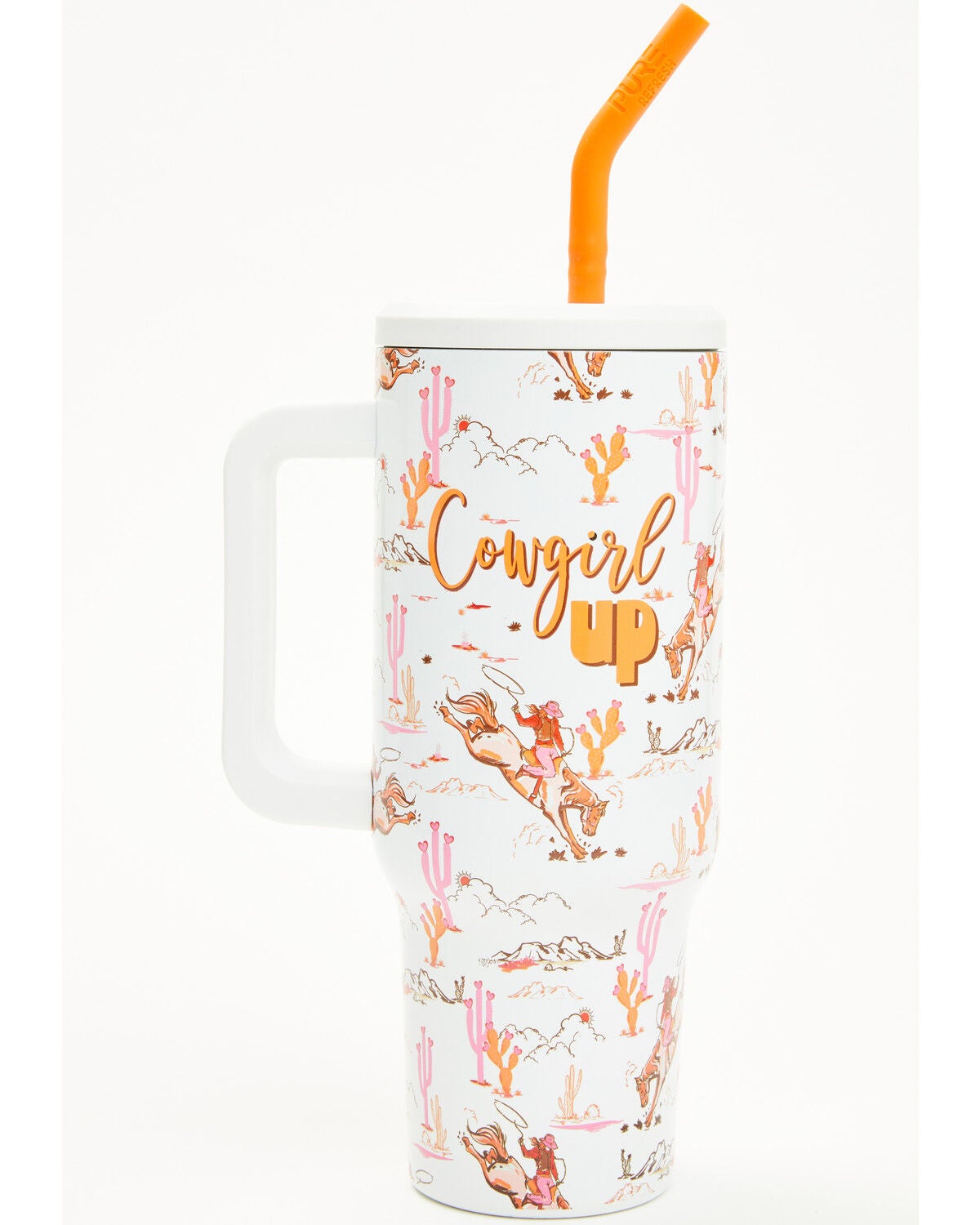 Boot Barn 40oz Cowgirl Up Tumbler with Straw, Cream, hi-res