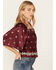 Shyanne Women's Satin Butterfly Sleeve Top , Maroon, hi-res