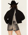 Image #1 - Blue B Women's Back Chain Fringe Cropped Denim Jacket, Black, hi-res