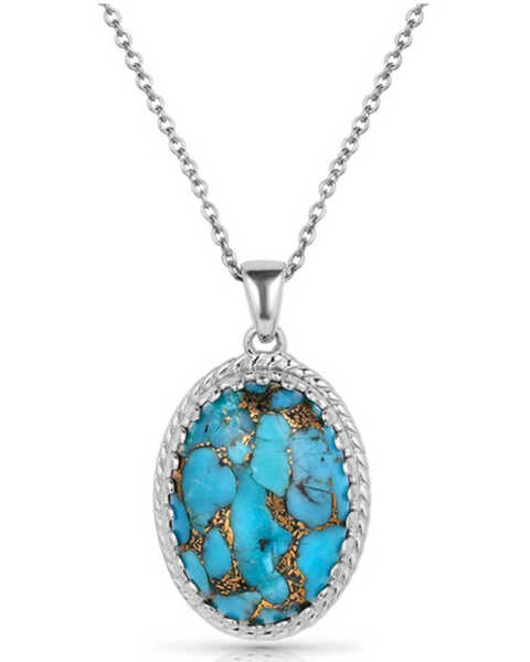 Montana Silversmiths Women's Wisdom Of The West Turquoise Necklace , Silver, hi-res