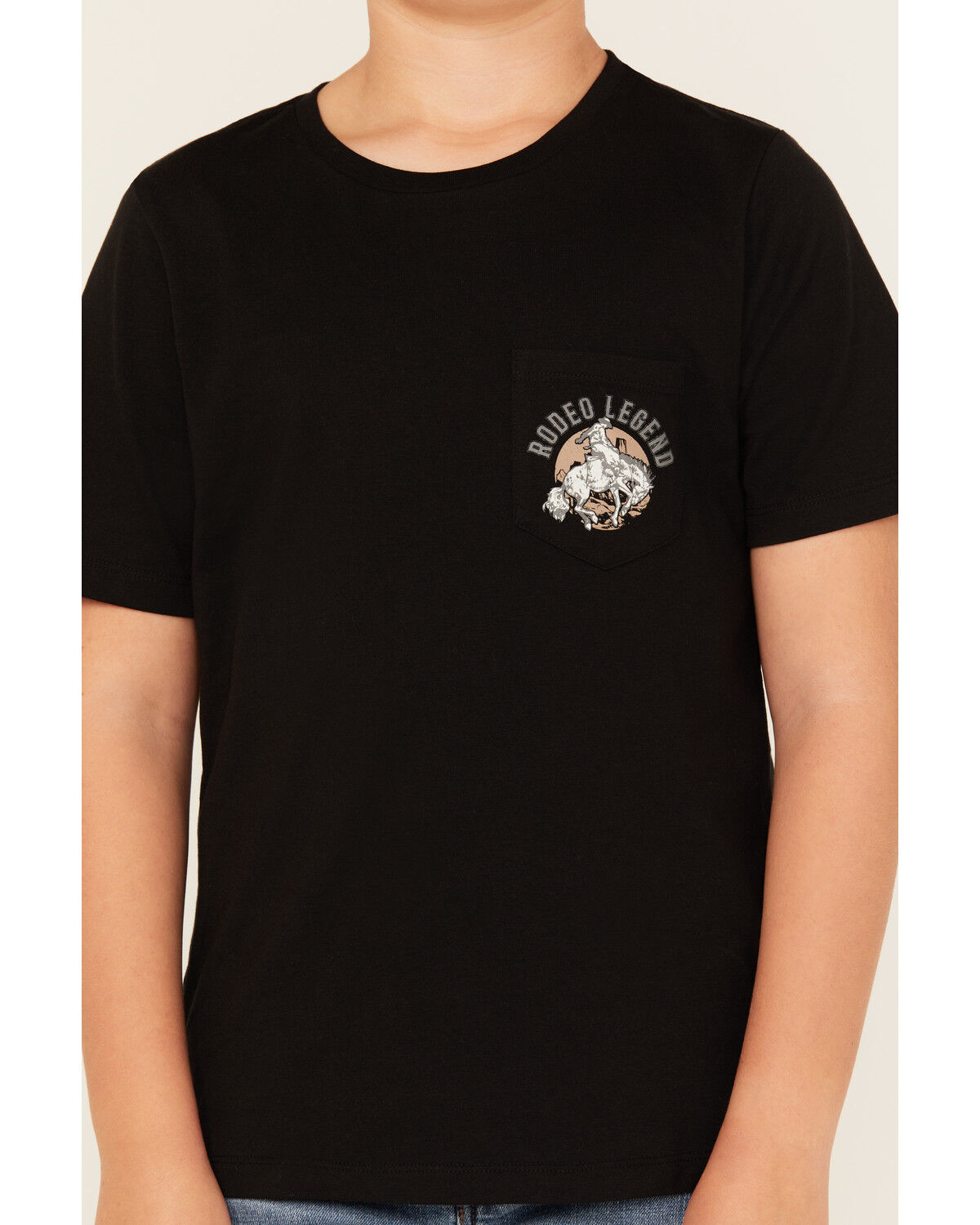 Image #3 - Sable Sky Boys' Rodeo Legend Short Sleeve Graphic T-Shirt, Black, hi-res