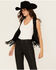 Image #1 - Vocal Women's Studded Faux Suede Vest, Black, hi-res