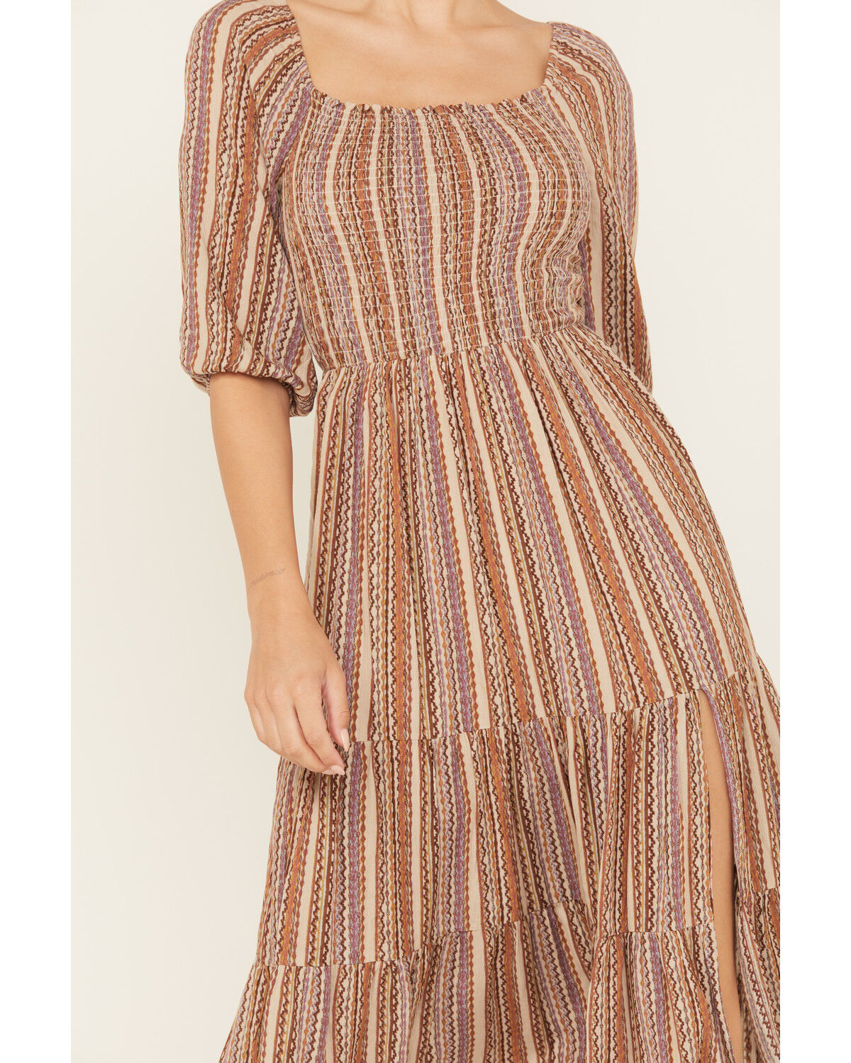 Image #3 - Sadie & Sage Women's Bohemian Open Back Midi Dress, Taupe, hi-res