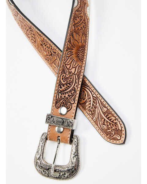 Image #2 - Shyanne Women's Cowhide and Floral Tooled Belt, Brown, hi-res