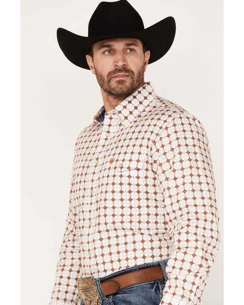 Image #2 - Panhandle Select Men's Southwestern Print Long Sleeve Shirt, Maroon, hi-res