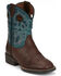 Image #1 - Justin Boys' Bowline Western Boots - Square Toe, Brown, hi-res