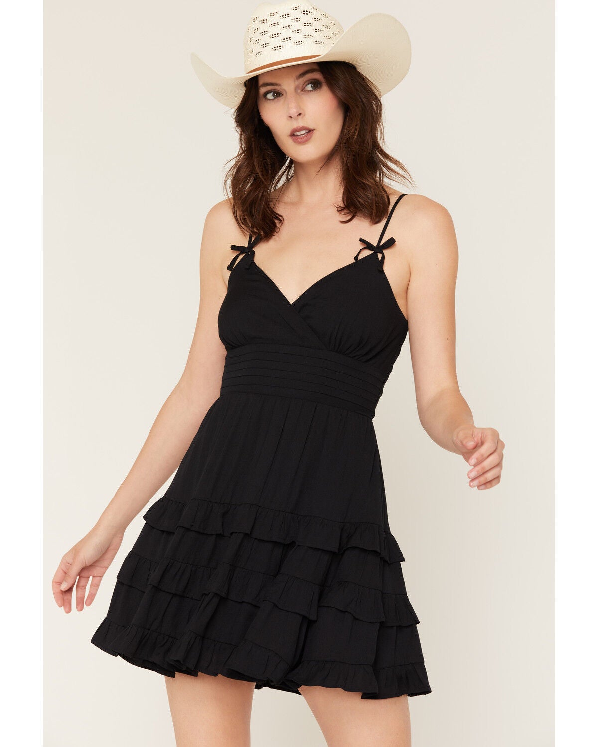 Image #2 - Ash & Violet Women's Bow Strap Sleeveless Mini Dress, Black, hi-res