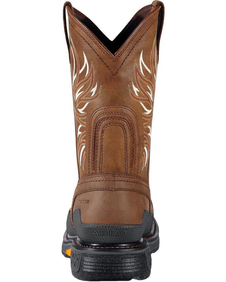 Ariat Overdrive Pull-On Work Boots - Composite Toe, Brown, hi-res