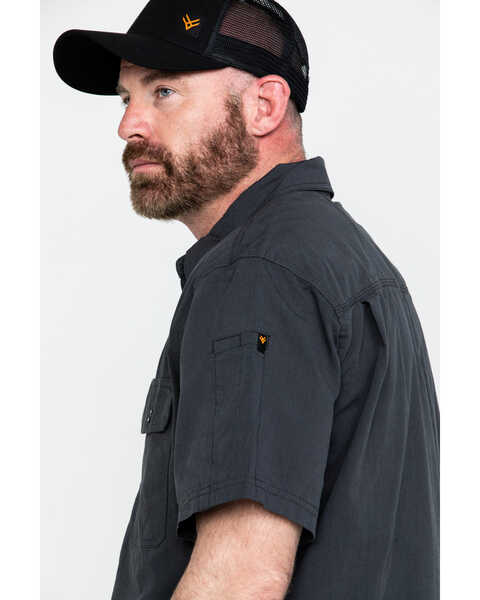 Image #4 - Hawx Men's Solid Yarn Dye Two Pocket Short Sleeve Work Shirt , Charcoal, hi-res