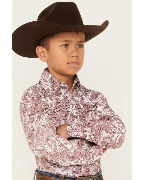 Image #2 - Cowboy Hardware Boys' Floral Paisley Print Long Sleeve Snap Western Shirt , , hi-res