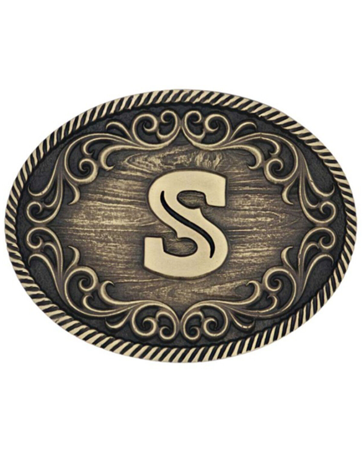 Image #1 - Montana Silversmiths Filigree Initial S Belt Buckle, Bronze, hi-res