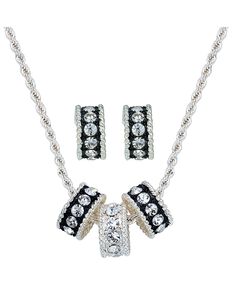 Montana Silversmiths Triple Rings Necklace & Earrings Set, Silver, hi-res