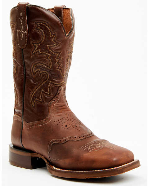 Image #1 - Dan Post Men's Embroidered Western Performance Boots - Broad Square Toe , Medium Brown, hi-res