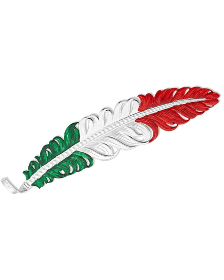 Montana Silversmiths Women's Mexican Flag Hat Feather, Silver, hi-res