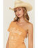 Image #2 - Youth in Revolt Women's Whiskery One Shoulder Tee, Mustard, hi-res