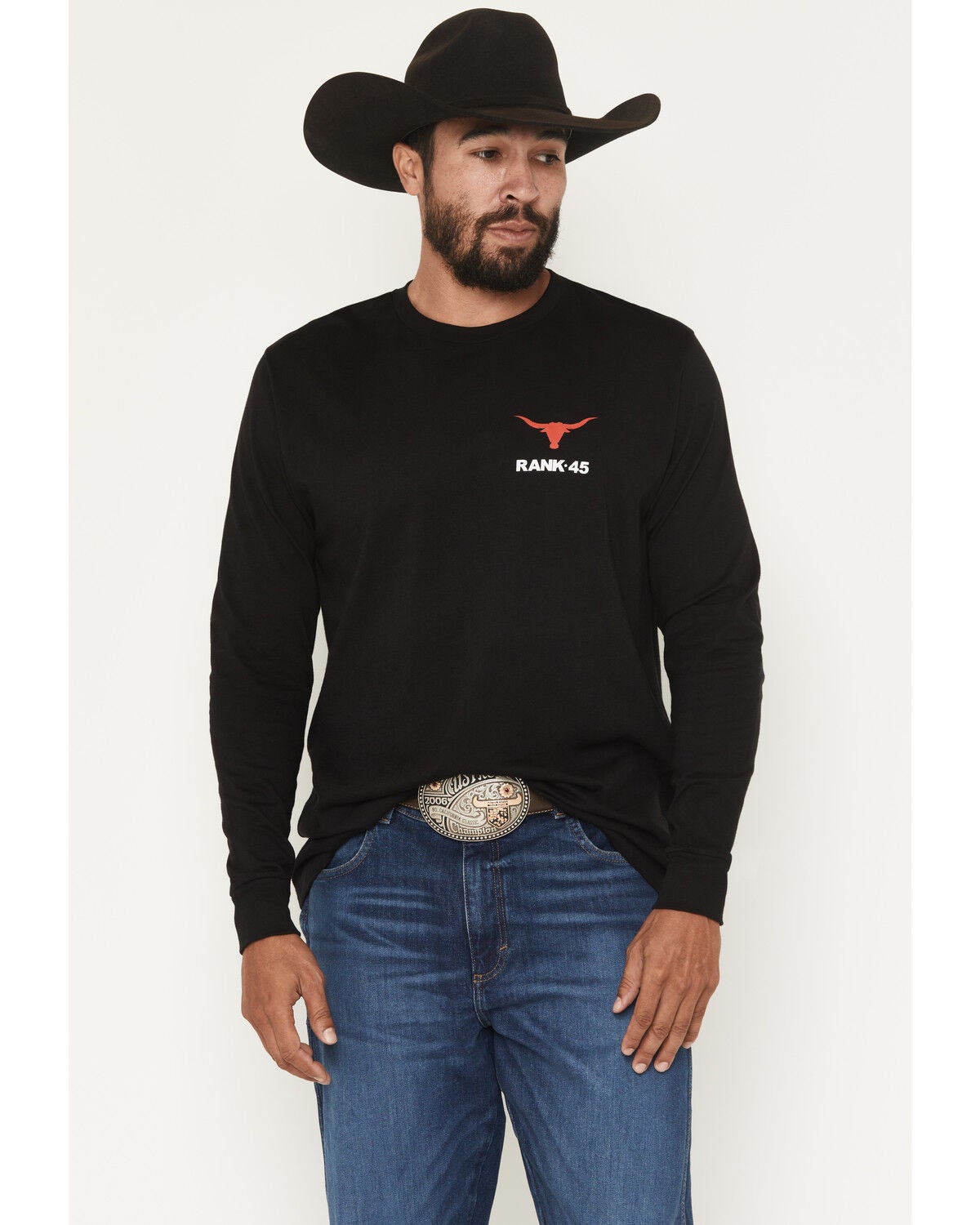 Image #2 - RANK 45&reg; Men's Stacked Long Sleeve Graphic T-Shirt, Black, hi-res