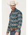 Image #2 - Rock & Roll Denim Men's Dale Brisby Southwestern Print Long Sleeve Snap Western Shirt, Teal, hi-res