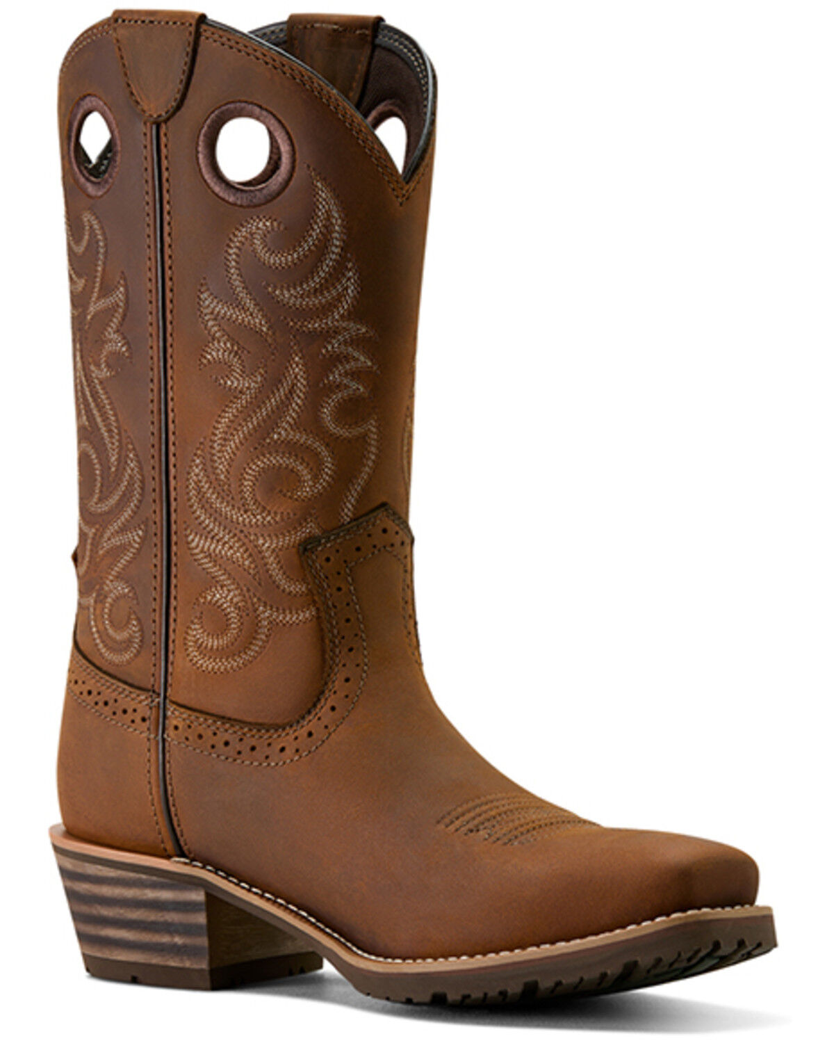Image #1 - Ariat Men's Hybrid Roughstock Distressed Performance Western Boots - Square Toe, Brown, hi-res