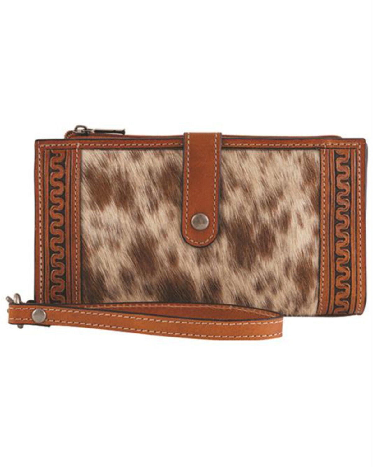 Image #1 - Justin Women's Serpentine Hairon Wristlet Wallet, Brown, hi-res