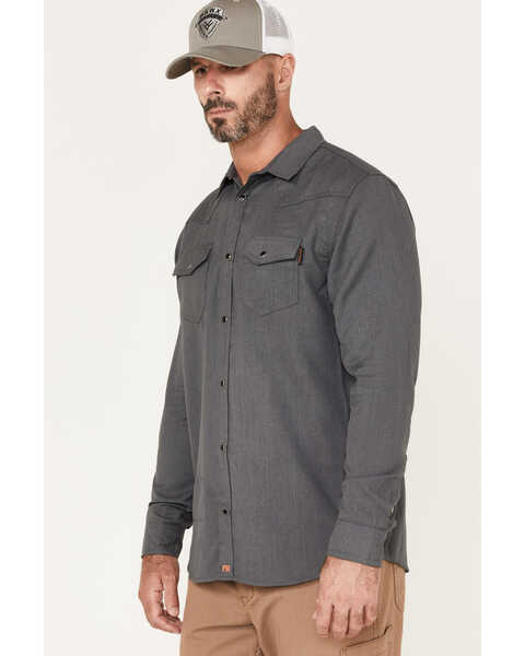 Cody James Men's FR Solid Lightweight Inherent Long Sleeve Snap Work Shirt , Charcoal, hi-res