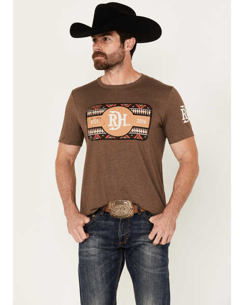 Image #1 - Red Dirt Hat Men's Copper Southwestern Print Logo Short Sleeve Graphic T-Shirt, Brown, hi-res