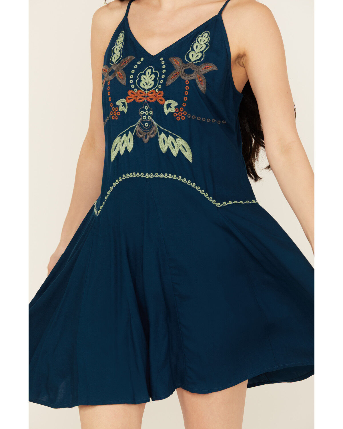Image #3 - Shyanne Women's Challis Embroidered Mini Dress, Dark Blue, hi-res