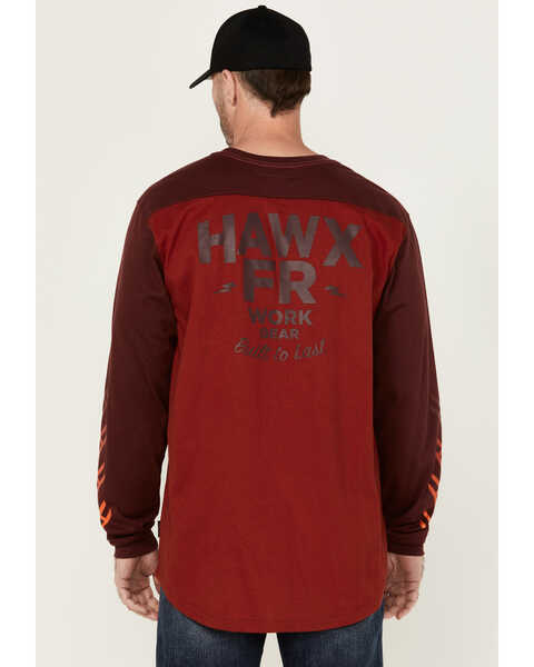 Image #4 - Hawx Men's FR Color Block Long Sleeve Graphic Work T-Shirt , Red, hi-res