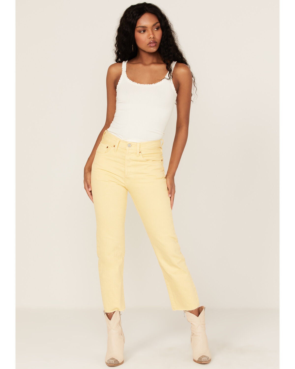Levi's Women's 501 High Rise Straight Cropped Jeans, Yellow, hi-res