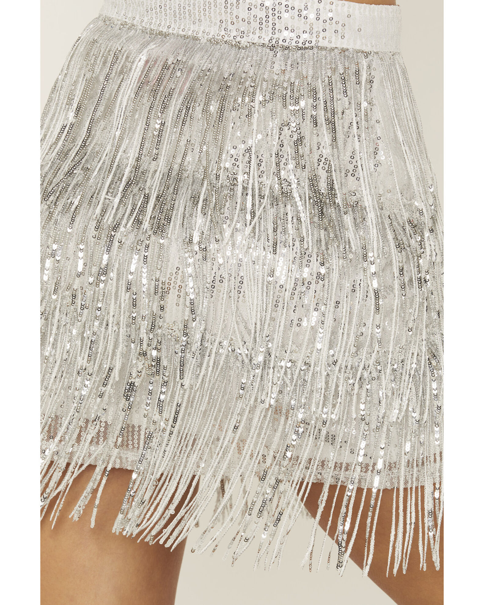 Silver sequin tassel skirt 2025