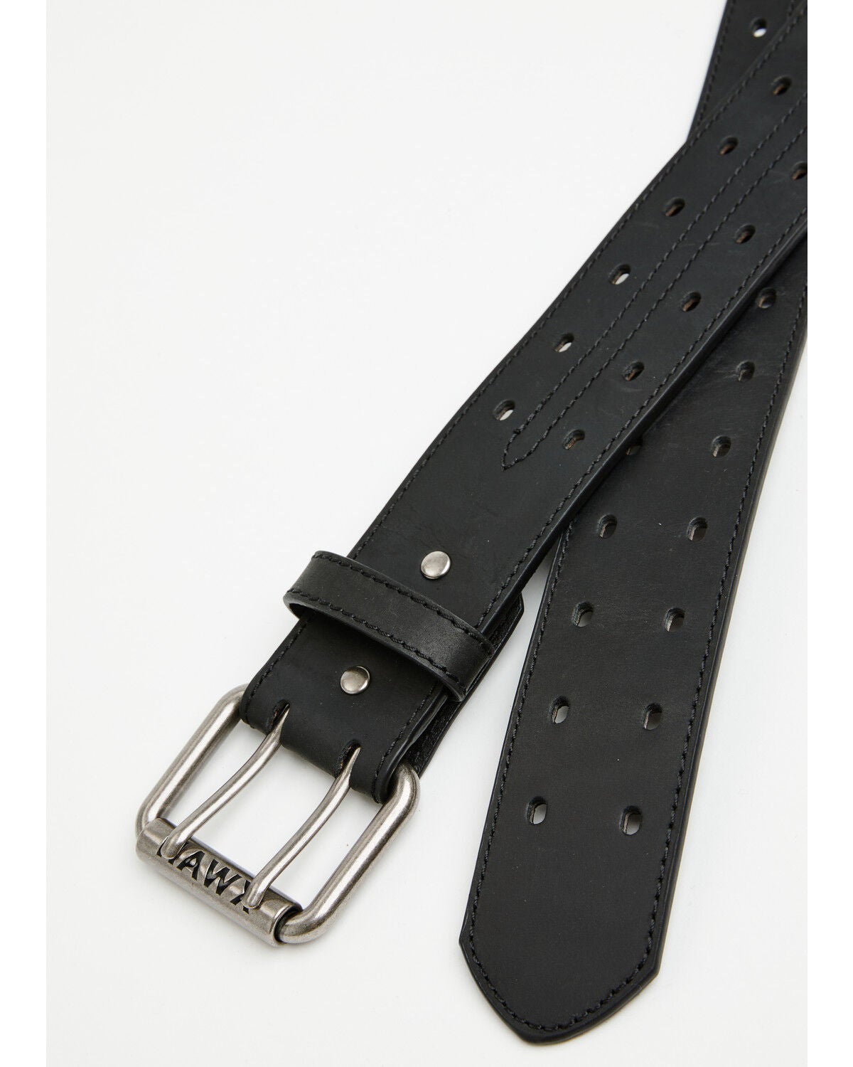 Image #2 - Hawx Men's Mill Double Perforated Center Wide Leather Belt, Black, hi-res
