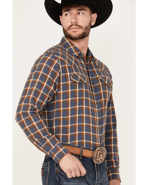 Image #2 - Cody James Men's Sunrise Plaid Print Long Sleeve Western Snap Shirt - Tall, Light Blue, hi-res
